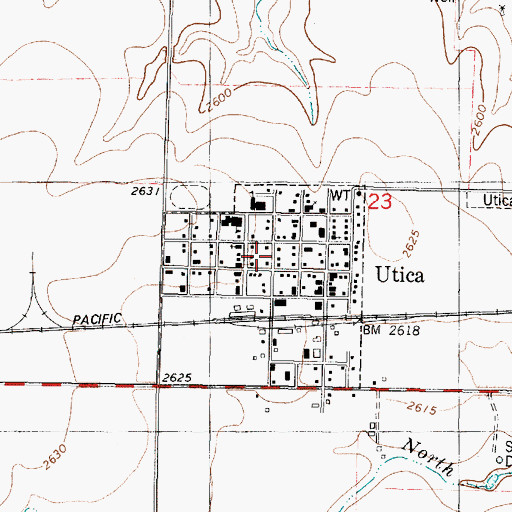 Topographic Map of Utica, KS