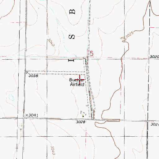Topographic Map of Buehler Airport, KS