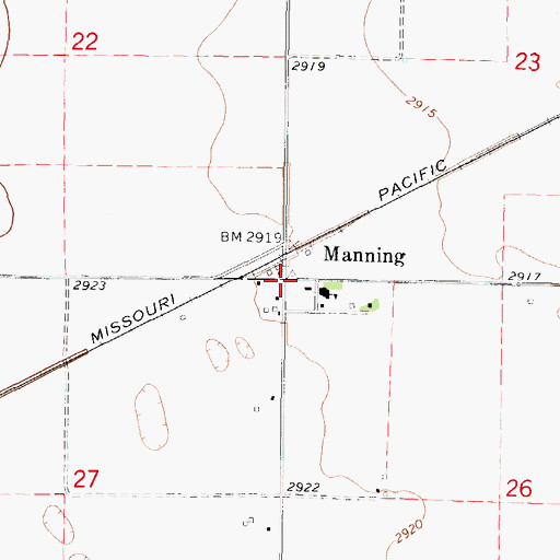 Topographic Map of Manning, KS