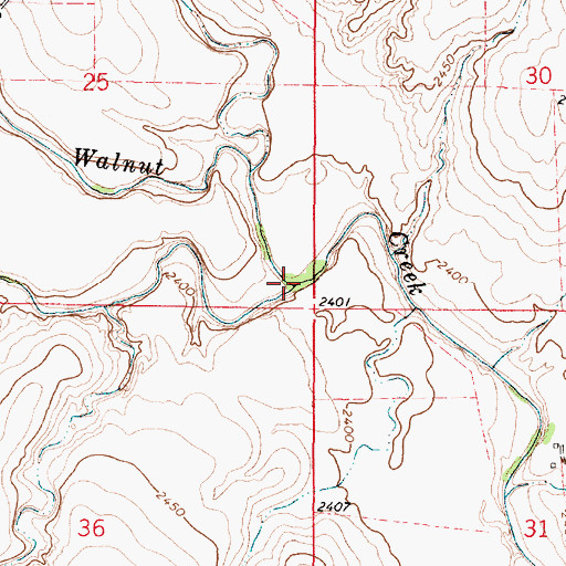 Topographic Map of Middle Fork Walnut Creek, KS
