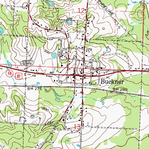 Topographic Map of Buckner, AR