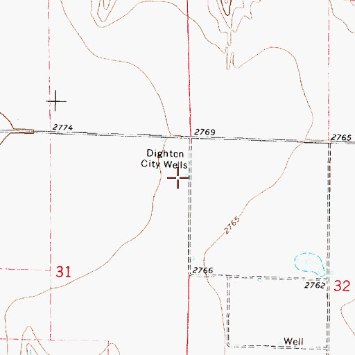 Topographic Map of Dighton City Wells, KS