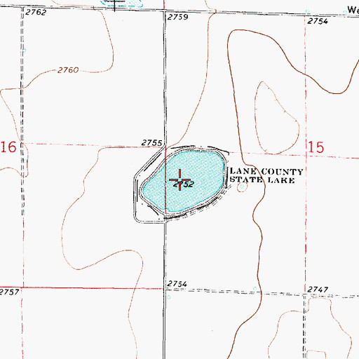 Topographic Map of Lane County State Lake, KS