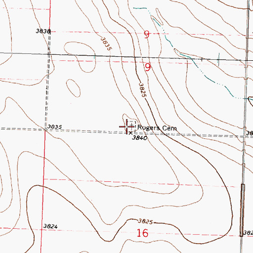 Topographic Map of Rodgers Cemetery, KS