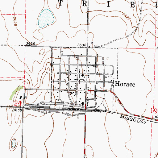 Topographic Map of Horace, KS