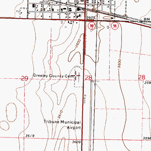 Topographic Map of Greely County Cemetery, KS
