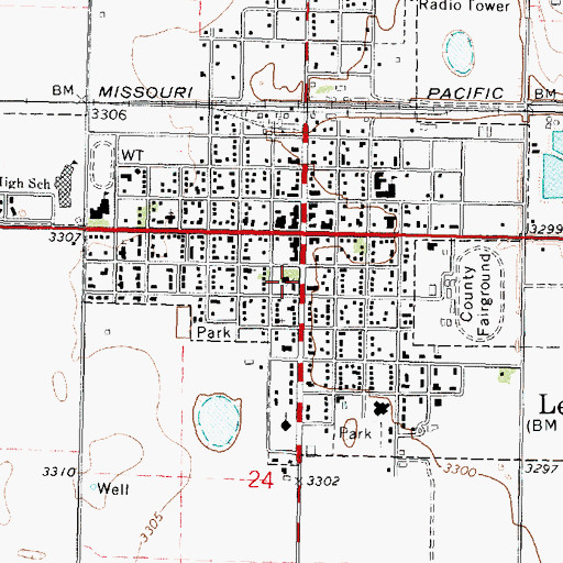 Topographic Map of Leoti, KS