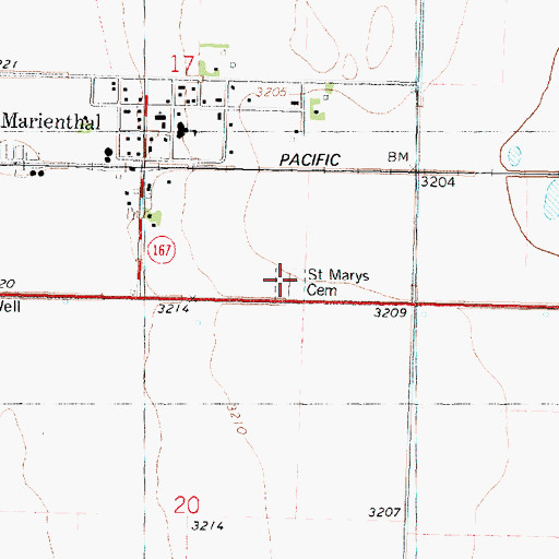 Topographic Map of Saint Mary's Cemetery, KS