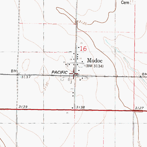 Topographic Map of Modoc, KS