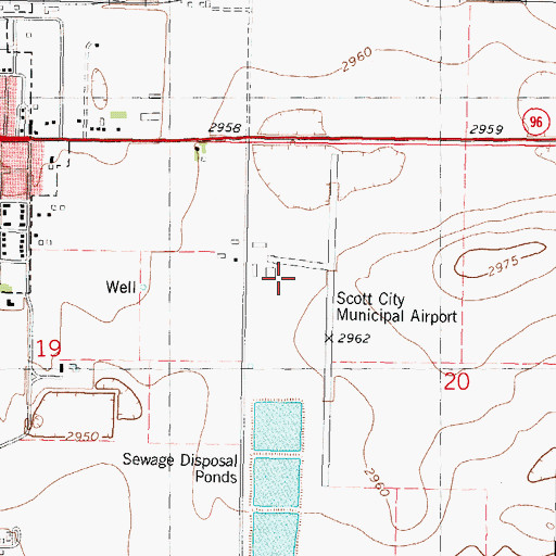 Topographic Map of Scott City Municipal Airport, KS