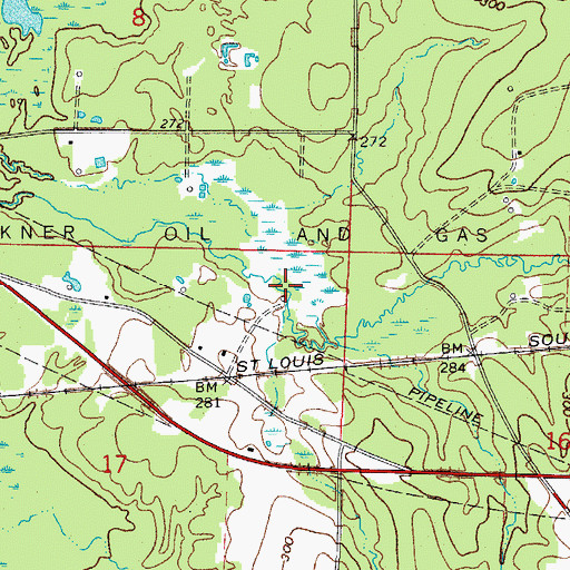 Topographic Map of Buckner Oil and Gas Field, AR