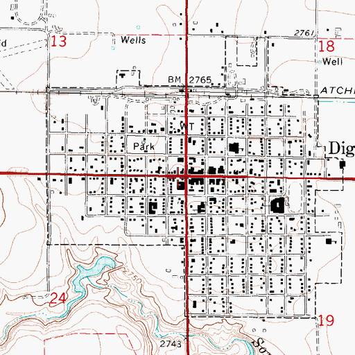 Topographic Map of Dighton, KS