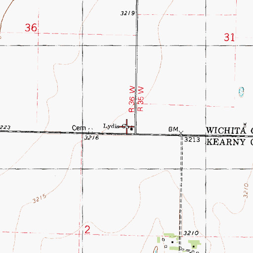 Topographic Map of Lydia United Methodist Church, KS