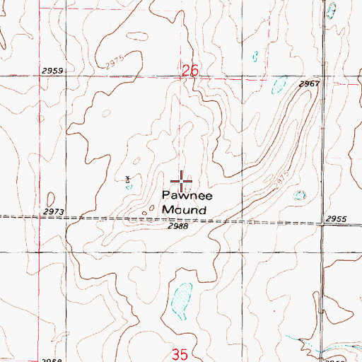 Topographic Map of Pawnee Mound, KS