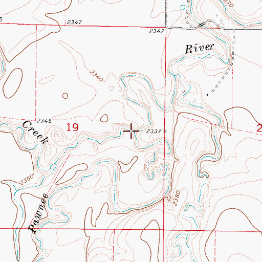 Topographic Map of Hackberry Creek, KS