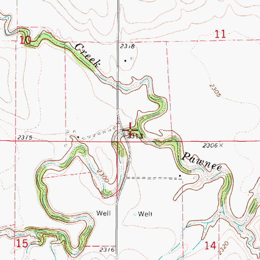 Topographic Map of Plum Creek, KS