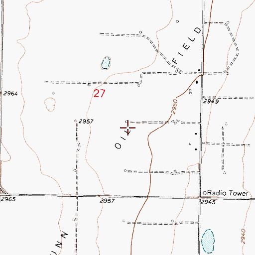 Topographic Map of Nunn Oil Field, KS