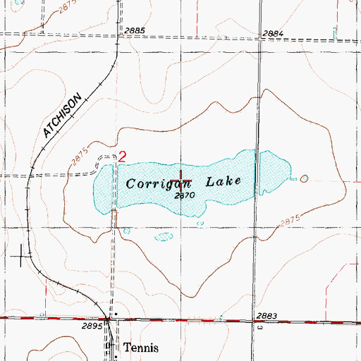 Topographic Map of Corrigan Lake, KS