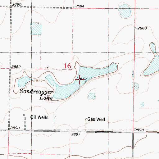 Topographic Map of Sondreagger Lake, KS