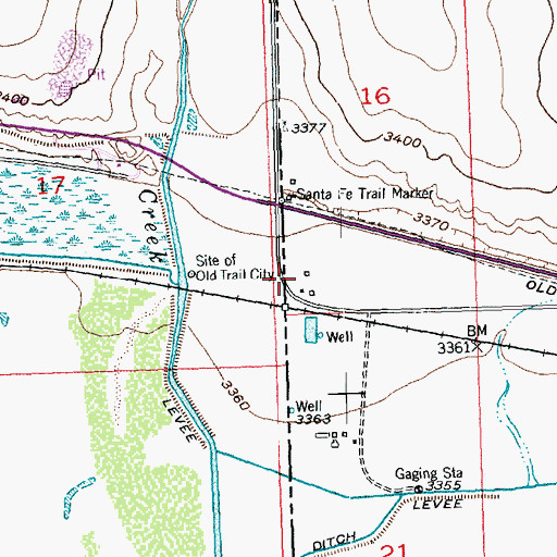 Topographic Map of Santa Fe Trail Marker, KS
