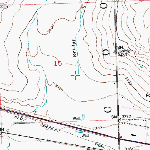 Topographic Map of Bridge Creek, KS