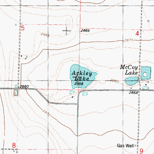 Topographic Map of Ackley Lake, KS