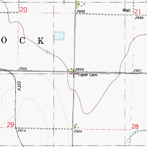 Topographic Map of Toper Cemetery, KS