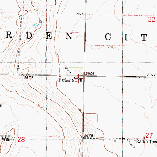 Topographic Map of Jennie Barker Elementary School, KS