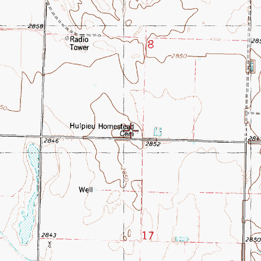 Topographic Map of Hulpieu Homestead Cemetery, KS