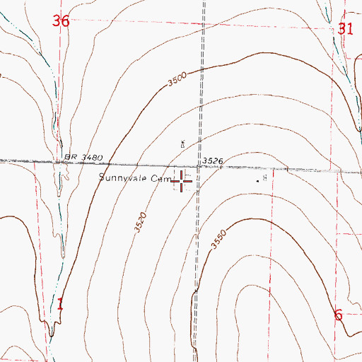Topographic Map of Sunnyvale Cemetery, KS