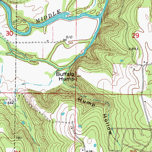 Topographic Map of Buffalo Hump, AR
