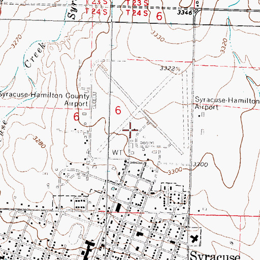 Topographic Map of Syracuse-Hamilton County Municipal Airport, KS