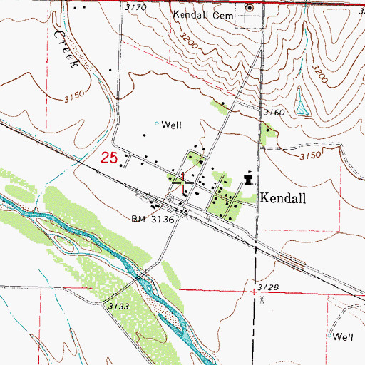 Topographic Map of Kendall, KS