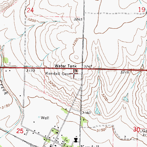 Topographic Map of Kendall Cemetery, KS