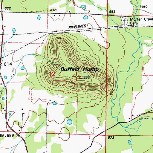 Topographic Map of Buffalo Hump, AR