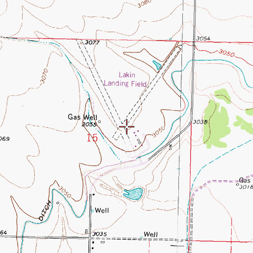 Topographic Map of Kearny County Airport, KS