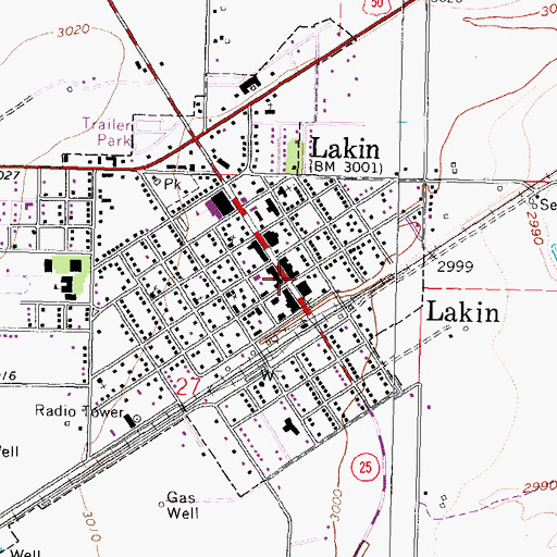 Topographic Map of Lakin, KS