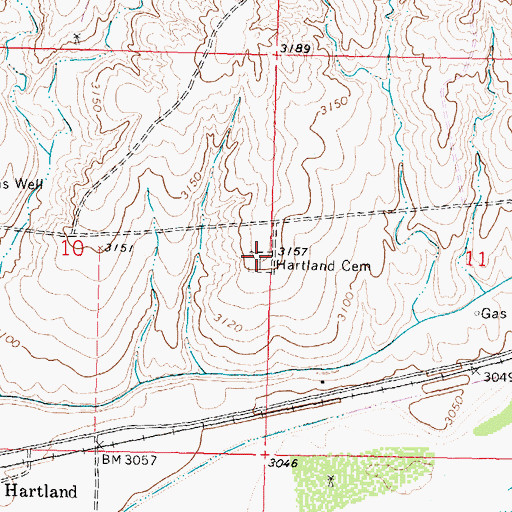 Topographic Map of Hartland Cemetery, KS