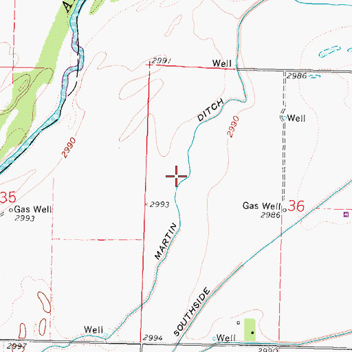 Topographic Map of Martin Ditch, KS