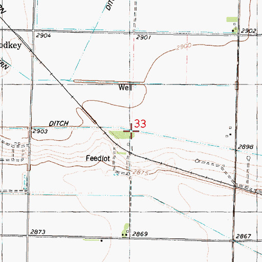 Topographic Map of Farmers Ditch, KS