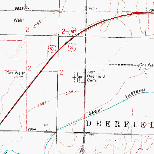 Topographic Map of Deer Field Cemetery, KS