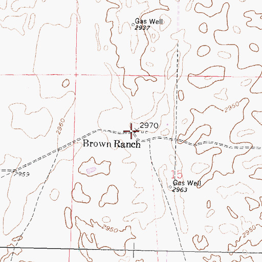 Topographic Map of Brown Ranch, KS