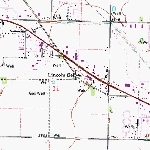 Topographic Map of Lincoln Elementary School (historical), KS