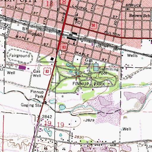 Topographic Map of Finnup Park, KS