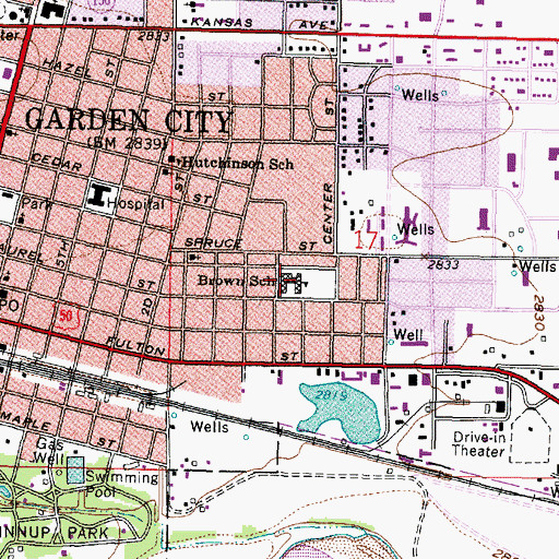Topographic Map of Alta Brown Elementary School, KS