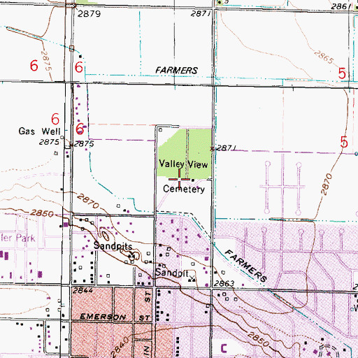 Topographic Map of Valley View Cemetery, KS