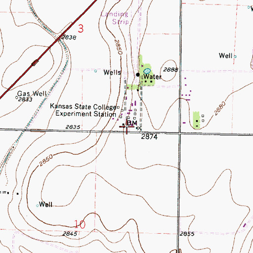 Topographic Map of Kansas State University Southwest Research - Extension Center, KS