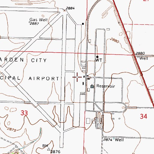 Topographic Map of Garden City Regional Airport, KS