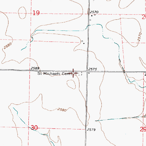 Topographic Map of Saint Michaels Cemetery, KS