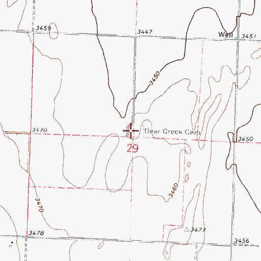 Topographic Map of Bear Creek Cemetery, KS